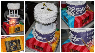 Harry Potter Themed Cake with Hedwig, Patronus and Houses