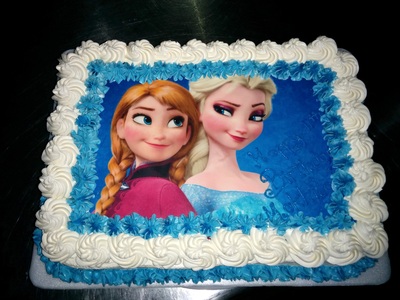 Frozen edible print cake with Elsa and Anna