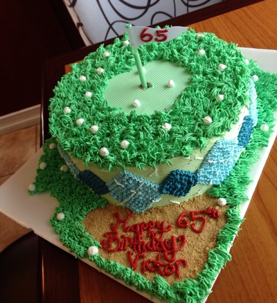 Golf and Argyle whipped cream frosting cake