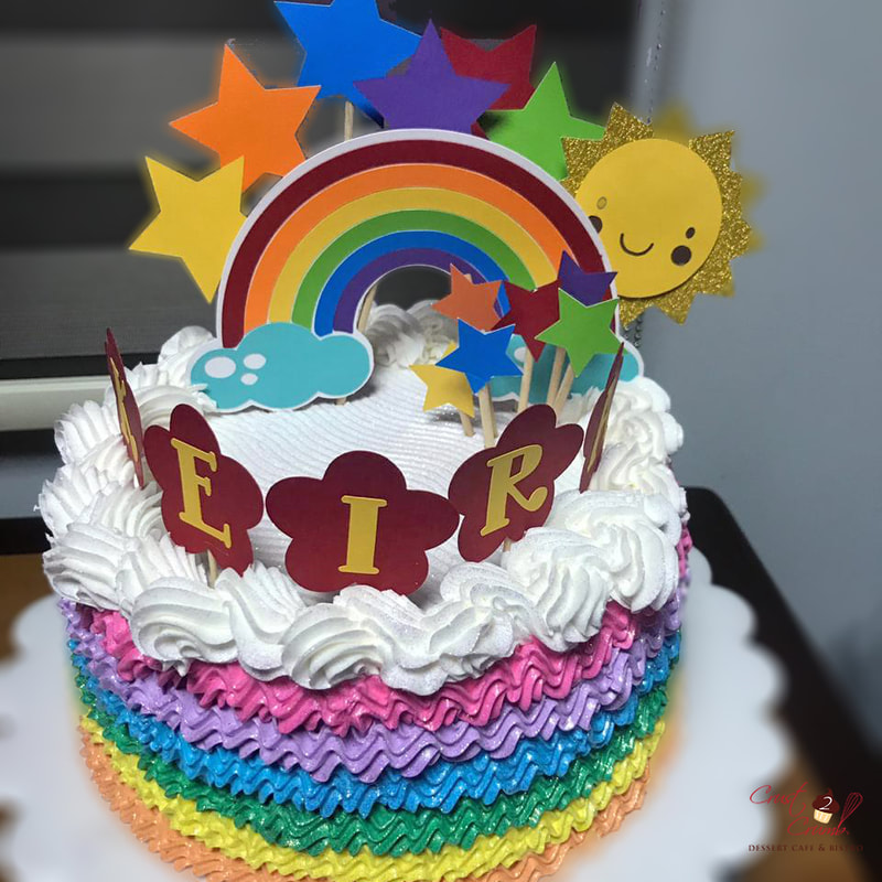 Rainbow Cake with toppers