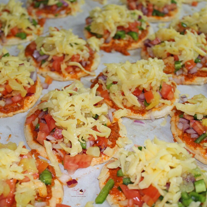 Mini Pizza before being baked at Crust2Crumb Trinidad